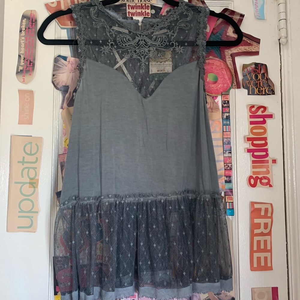 NWT POL Bohemian Chic Lace Tie Back Shirt Size S